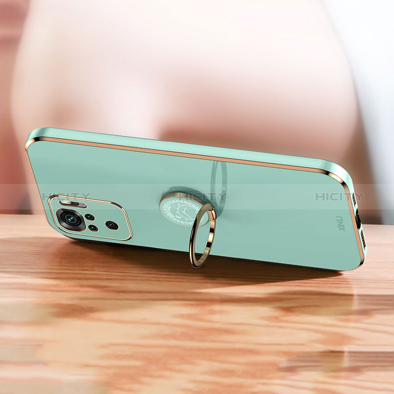 Silikon Hülle Handyhülle Ultra Dünn Schutzhülle Tasche Flexible mit Magnetisch Fingerring Ständer XL1 für Xiaomi Redmi Note 10 4G