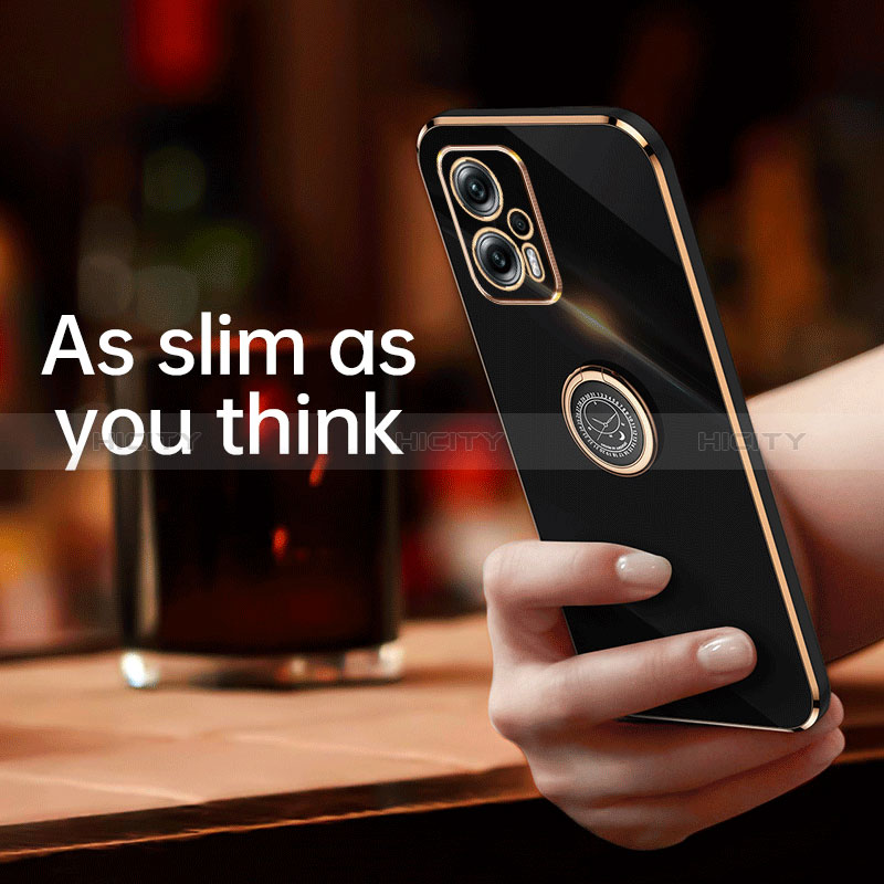 Silikon Hülle Handyhülle Ultra Dünn Schutzhülle Tasche Flexible mit Magnetisch Fingerring Ständer XL1 für Xiaomi Redmi Note 11T Pro+ Plus 5G groß
