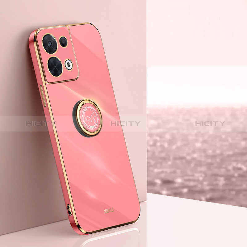 Silikon Hülle Handyhülle Ultra Dünn Schutzhülle Tasche Flexible mit Magnetisch Fingerring Ständer XL1 für Xiaomi Redmi Note 13 5G Pink Plus