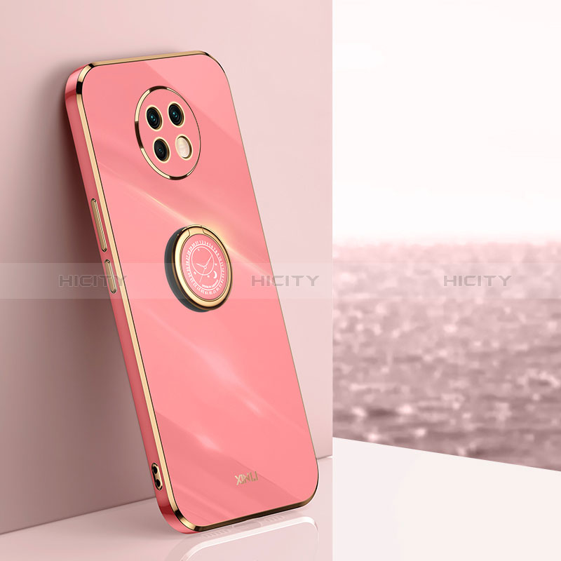 Silikon Hülle Handyhülle Ultra Dünn Schutzhülle Tasche Flexible mit Magnetisch Fingerring Ständer XL1 für Xiaomi Redmi Note 9T 5G Pink Plus