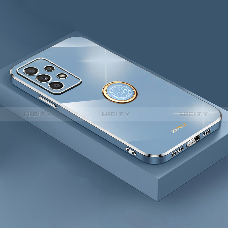 Silikon Hülle Handyhülle Ultra Dünn Schutzhülle Tasche Flexible mit Magnetisch Fingerring Ständer XL2 für Samsung Galaxy A52s 5G Blau