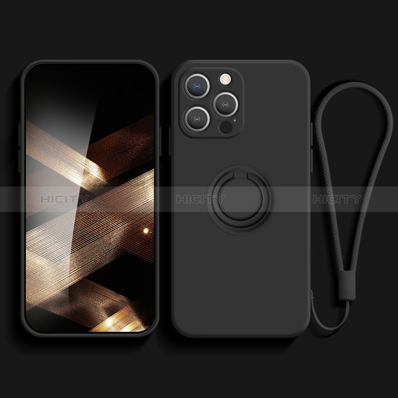 Silikon Hülle Handyhülle Ultra Dünn Schutzhülle Tasche Flexible mit Magnetisch Fingerring Ständer YK1 für Apple iPhone 13 Pro