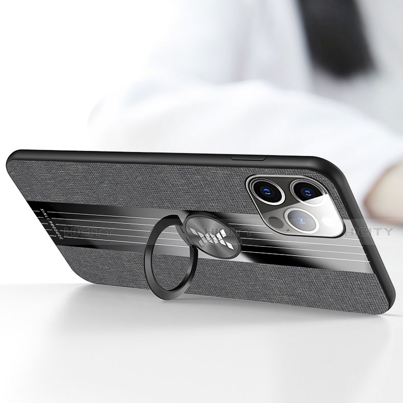 Silikon Hülle Handyhülle Ultra Dünn Schutzhülle Tasche Flexible mit Magnetisch Fingerring Ständer Z01 für Apple iPhone 15 Pro Max groß