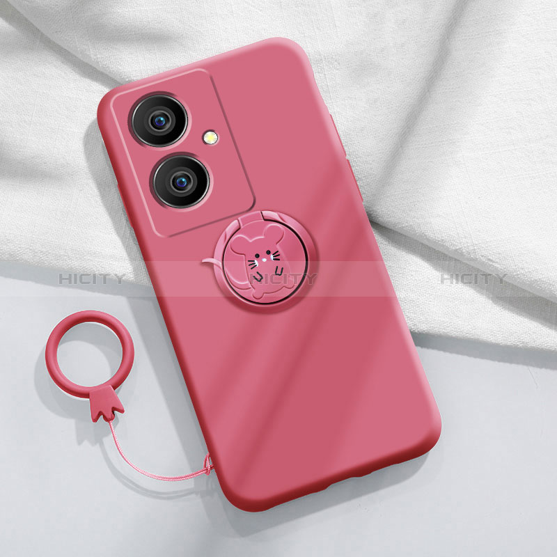 Silikon Hülle Handyhülle Ultra Dünn Schutzhülle Tasche Flexible mit Magnetisch Fingerring Ständer Z01 für Vivo V29 Lite 5G Pink Plus