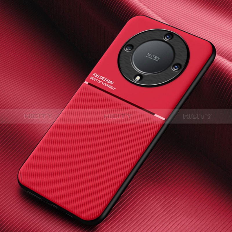 Silikon Hülle Handyhülle Ultra Dünn Schutzhülle Tasche Flexible mit Magnetisch für Huawei Honor X9a 5G Rot