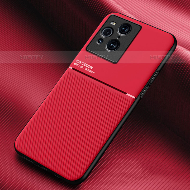Silikon Hülle Handyhülle Ultra Dünn Schutzhülle Tasche Flexible mit Magnetisch für Oppo Find X3 Pro 5G Rot Plus