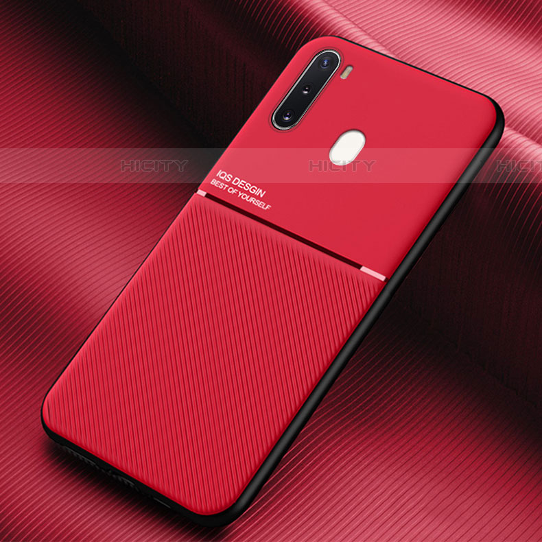 Silikon Hülle Handyhülle Ultra Dünn Schutzhülle Tasche Flexible mit Magnetisch für Samsung Galaxy A21 European Rot