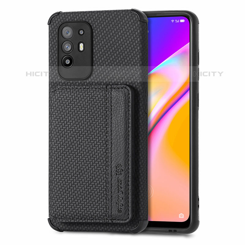 Silikon Hülle Handyhülle Ultra Dünn Schutzhülle Tasche Flexible mit Magnetisch S01D für Oppo A94 5G Schwarz Plus