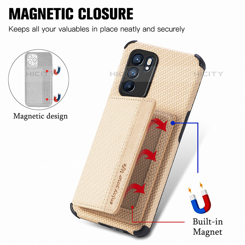 Silikon Hülle Handyhülle Ultra Dünn Schutzhülle Tasche Flexible mit Magnetisch S01D für Oppo Reno6 5G groß