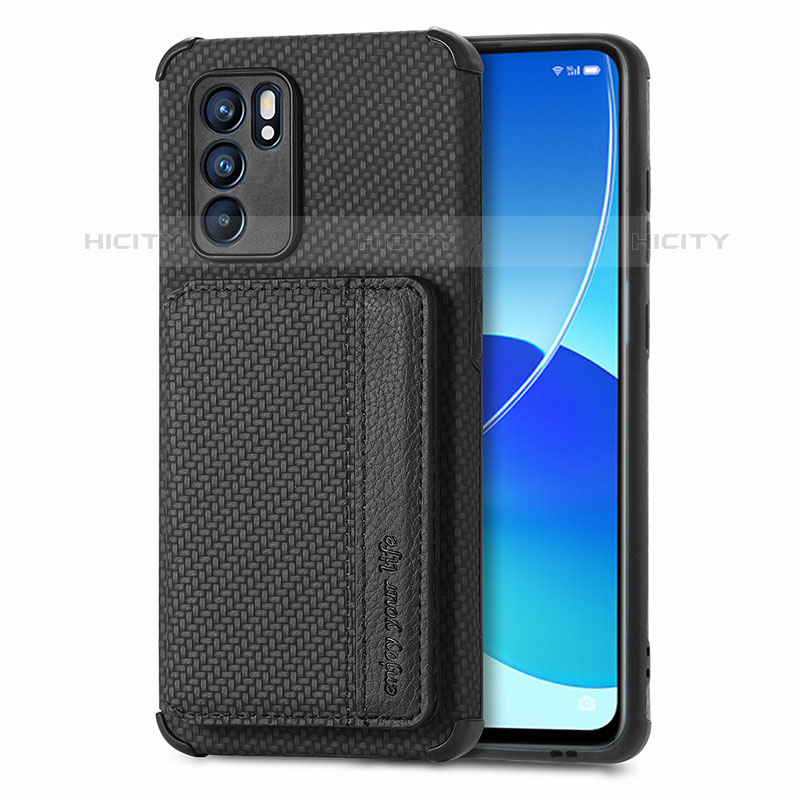 Silikon Hülle Handyhülle Ultra Dünn Schutzhülle Tasche Flexible mit Magnetisch S01D für Oppo Reno6 5G Schwarz