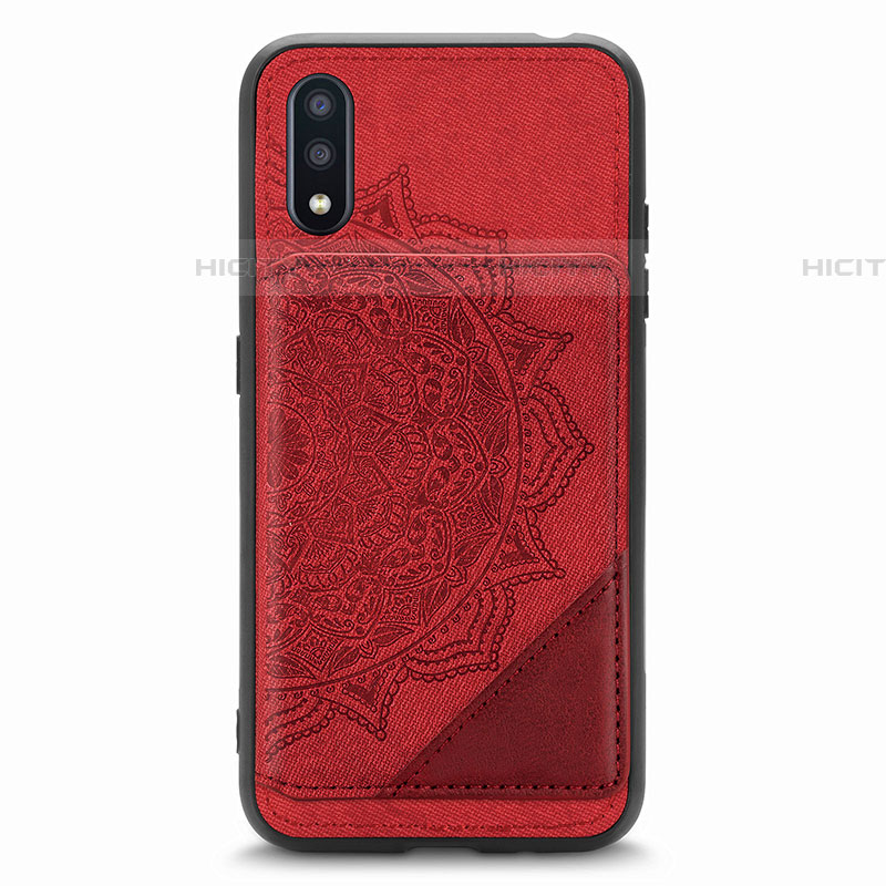 Silikon Hülle Handyhülle Ultra Dünn Schutzhülle Tasche Flexible mit Magnetisch S01D für Samsung Galaxy A01 SM-A015 Rot Plus