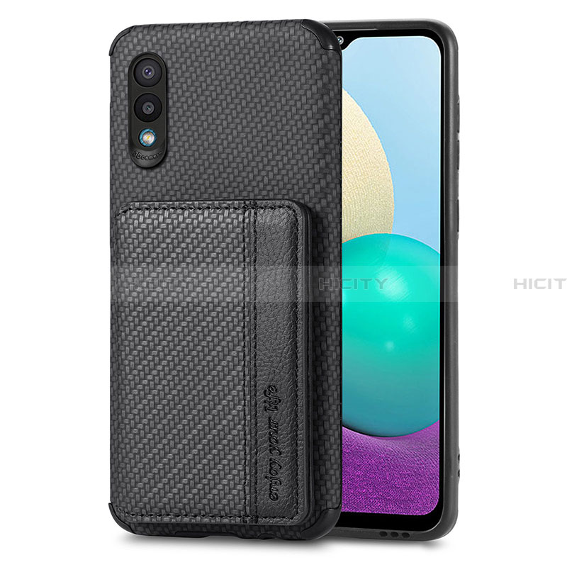 Silikon Hülle Handyhülle Ultra Dünn Schutzhülle Tasche Flexible mit Magnetisch S01D für Samsung Galaxy A02 Schwarz