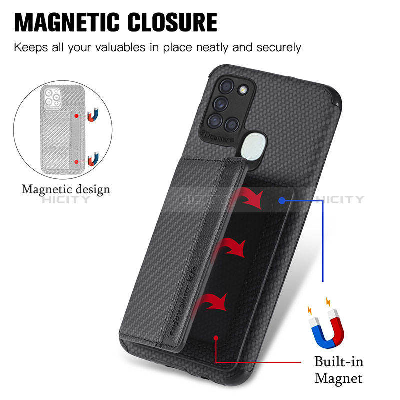 Silikon Hülle Handyhülle Ultra Dünn Schutzhülle Tasche Flexible mit Magnetisch S01D für Samsung Galaxy A21s groß