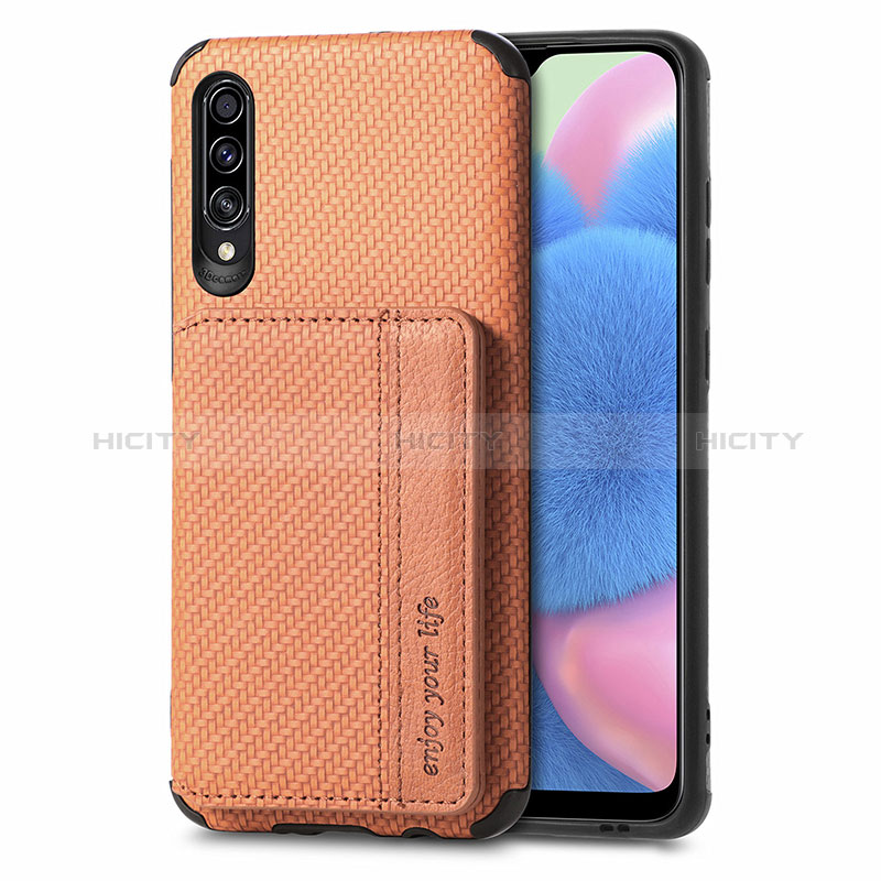 Silikon Hülle Handyhülle Ultra Dünn Schutzhülle Tasche Flexible mit Magnetisch S01D für Samsung Galaxy A50 Braun