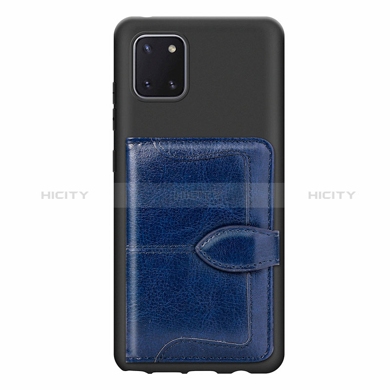 Silikon Hülle Handyhülle Ultra Dünn Schutzhülle Tasche Flexible mit Magnetisch S01D für Samsung Galaxy A81 Blau Plus