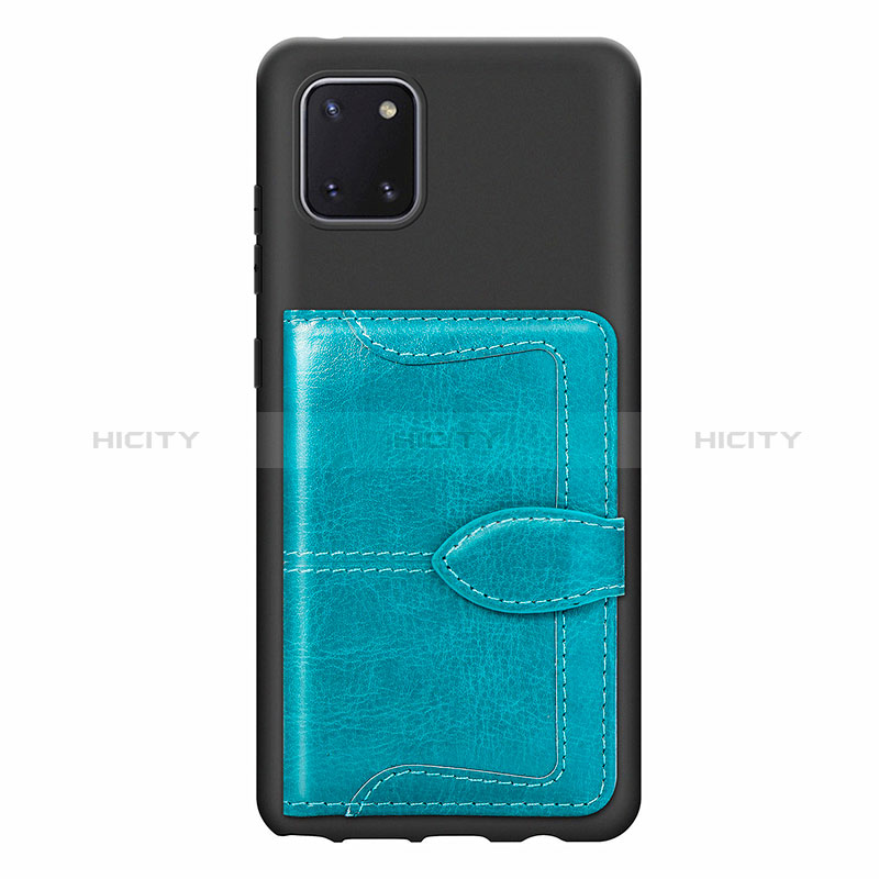 Silikon Hülle Handyhülle Ultra Dünn Schutzhülle Tasche Flexible mit Magnetisch S01D für Samsung Galaxy A81 Cyan