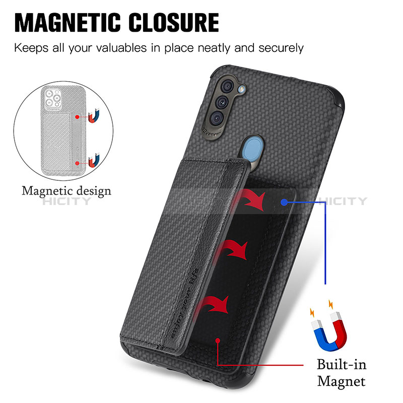Silikon Hülle Handyhülle Ultra Dünn Schutzhülle Tasche Flexible mit Magnetisch S01D für Samsung Galaxy M11