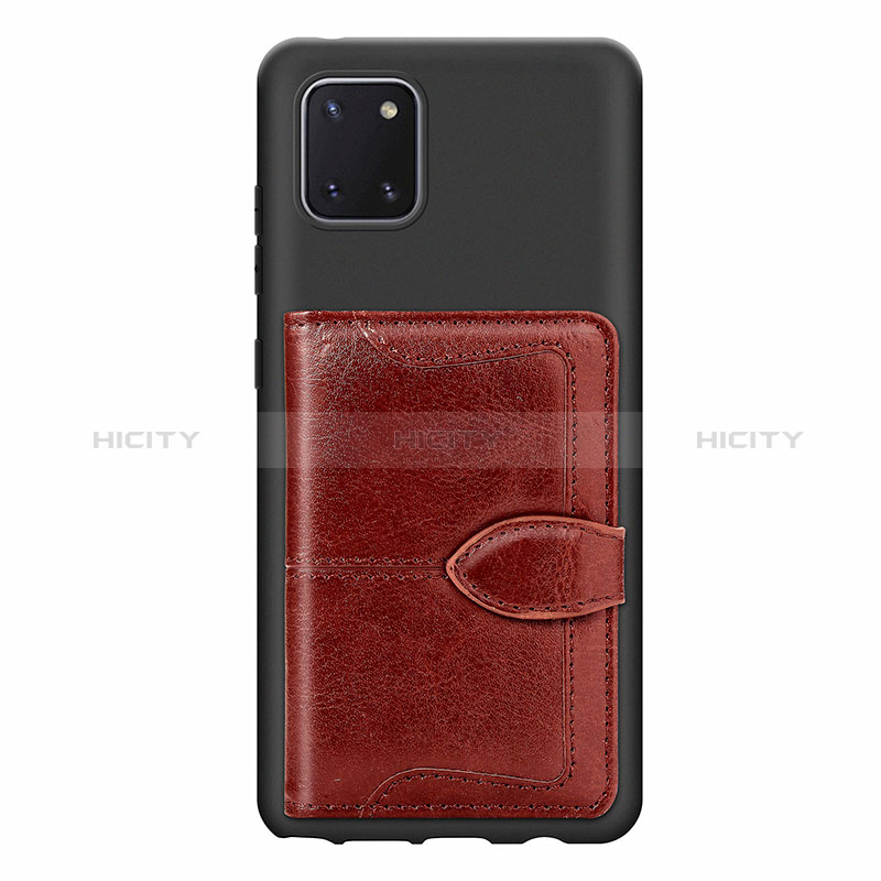 Silikon Hülle Handyhülle Ultra Dünn Schutzhülle Tasche Flexible mit Magnetisch S01D für Samsung Galaxy Note 10 Lite Braun