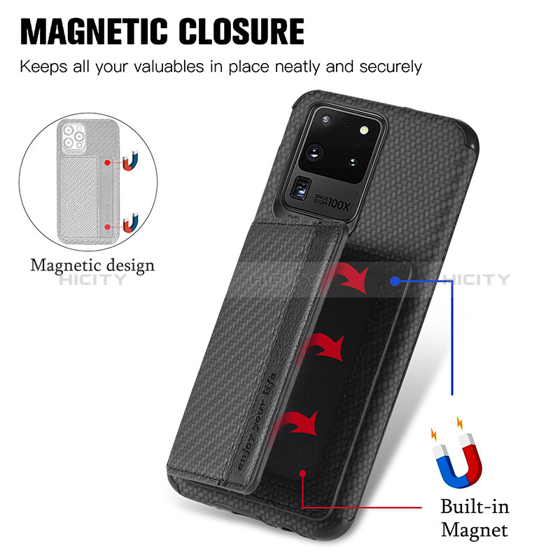 Silikon Hülle Handyhülle Ultra Dünn Schutzhülle Tasche Flexible mit Magnetisch S01D für Samsung Galaxy S20 Ultra 5G