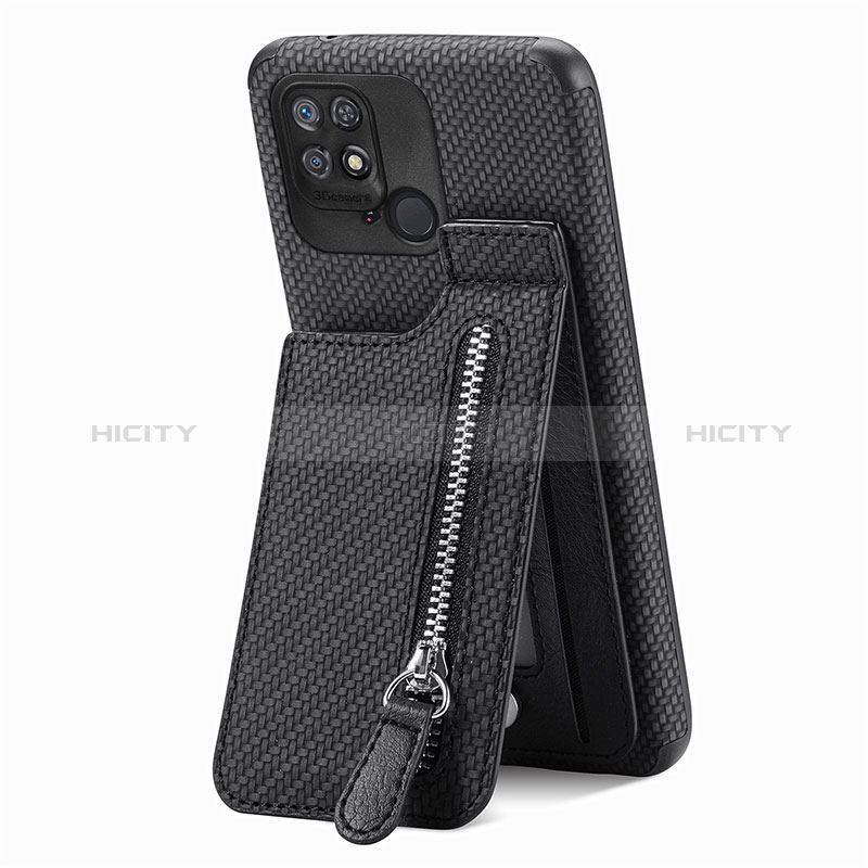 Silikon Hülle Handyhülle Ultra Dünn Schutzhülle Tasche Flexible mit Magnetisch S01D für Xiaomi Redmi 10 India Schwarz Plus