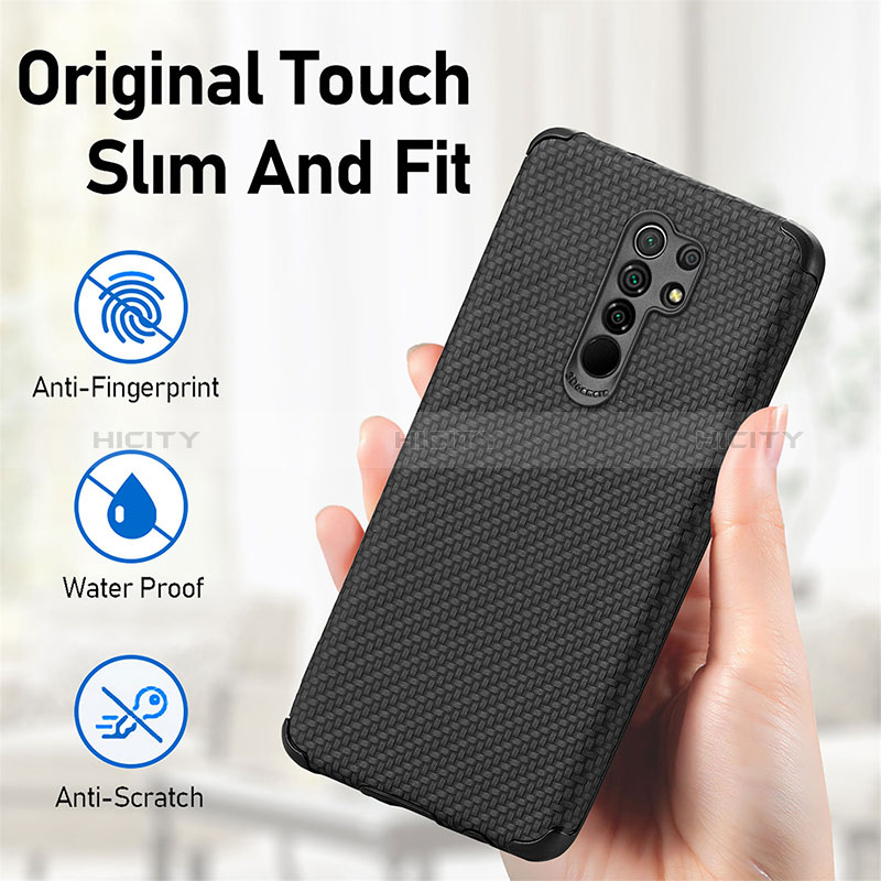 Silikon Hülle Handyhülle Ultra Dünn Schutzhülle Tasche Flexible mit Magnetisch S01D für Xiaomi Redmi 9 groß