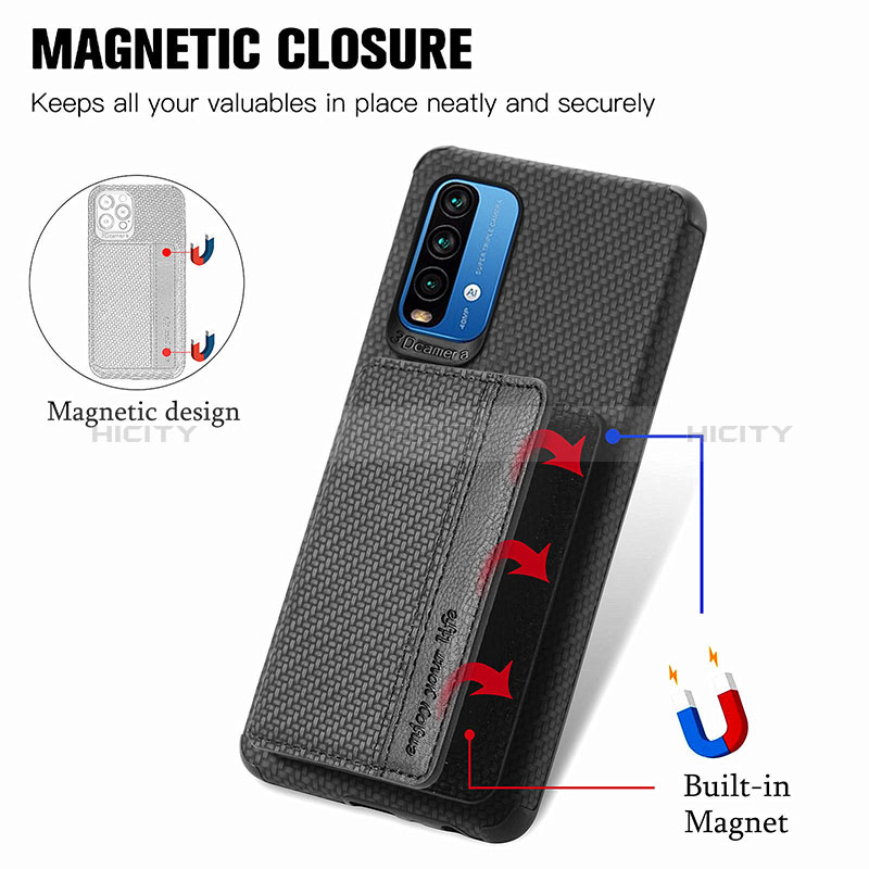 Silikon Hülle Handyhülle Ultra Dünn Schutzhülle Tasche Flexible mit Magnetisch S01D für Xiaomi Redmi 9 Power