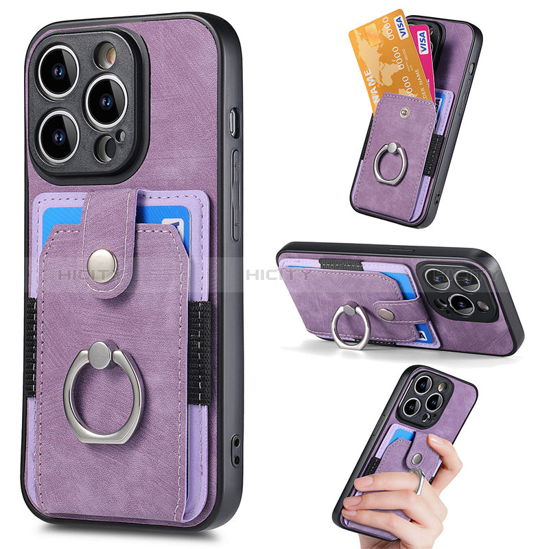 Silikon Hülle Handyhülle Ultra Dünn Schutzhülle Tasche Flexible mit Magnetisch S02D für Apple iPhone 15 Pro Violett Plus