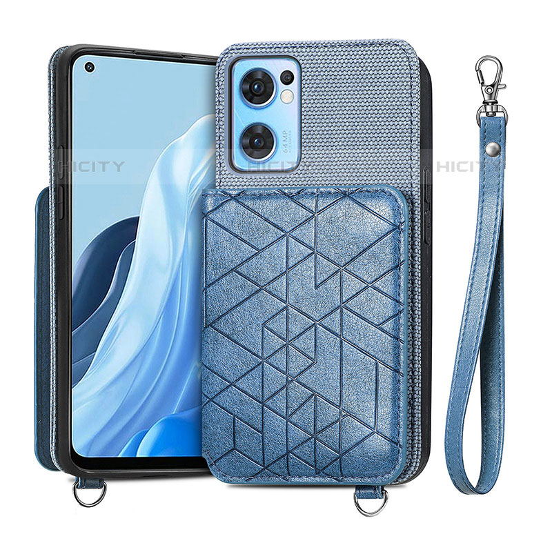 Silikon Hülle Handyhülle Ultra Dünn Schutzhülle Tasche Flexible mit Magnetisch S02D für Oppo Reno7 5G Blau