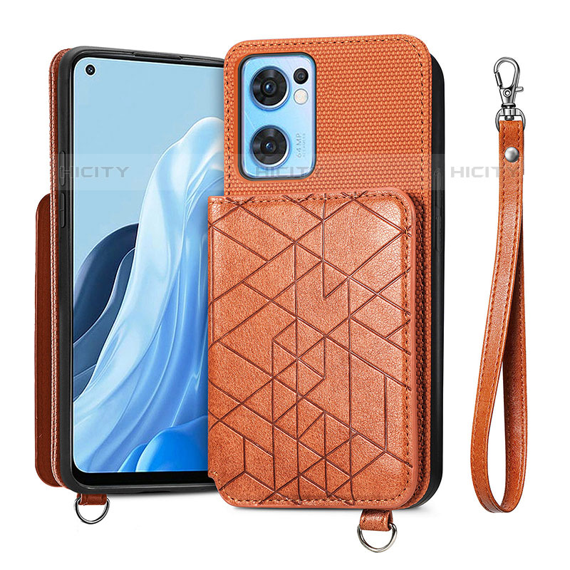 Silikon Hülle Handyhülle Ultra Dünn Schutzhülle Tasche Flexible mit Magnetisch S02D für Oppo Reno7 5G Braun