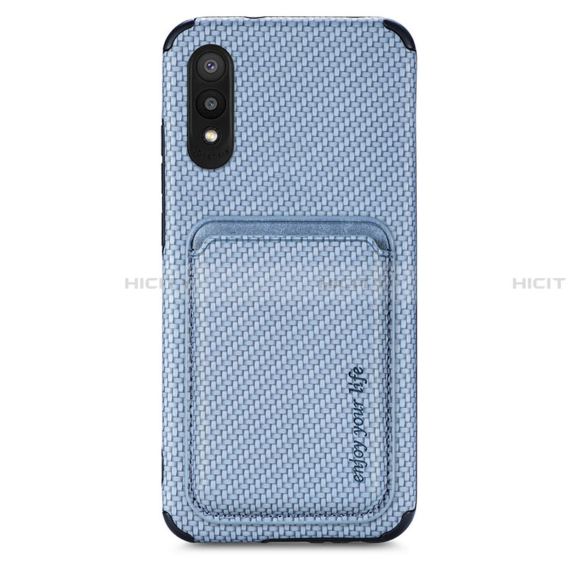 Silikon Hülle Handyhülle Ultra Dünn Schutzhülle Tasche Flexible mit Magnetisch S02D für Samsung Galaxy A02 Blau