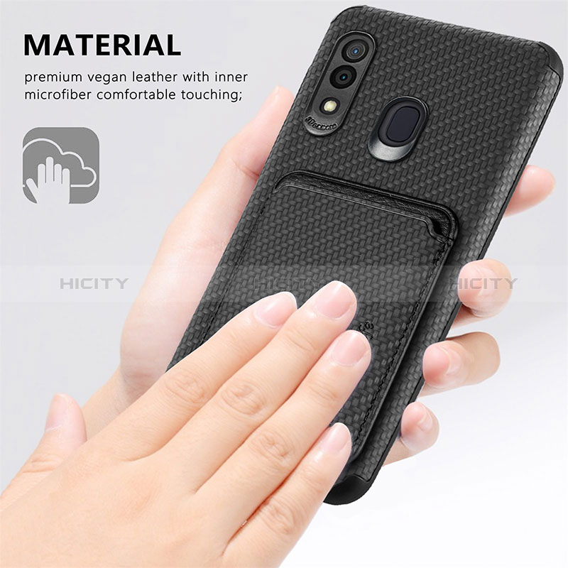 Silikon Hülle Handyhülle Ultra Dünn Schutzhülle Tasche Flexible mit Magnetisch S02D für Samsung Galaxy A20 groß