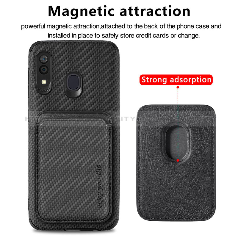 Silikon Hülle Handyhülle Ultra Dünn Schutzhülle Tasche Flexible mit Magnetisch S02D für Samsung Galaxy A20 groß