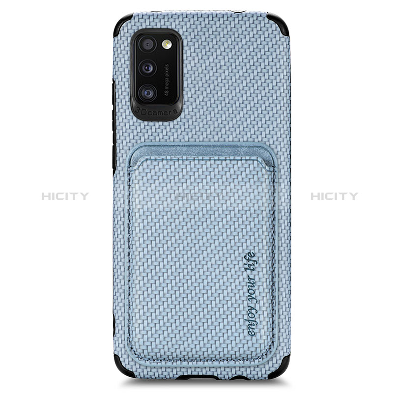 Silikon Hülle Handyhülle Ultra Dünn Schutzhülle Tasche Flexible mit Magnetisch S02D für Samsung Galaxy A41 Blau