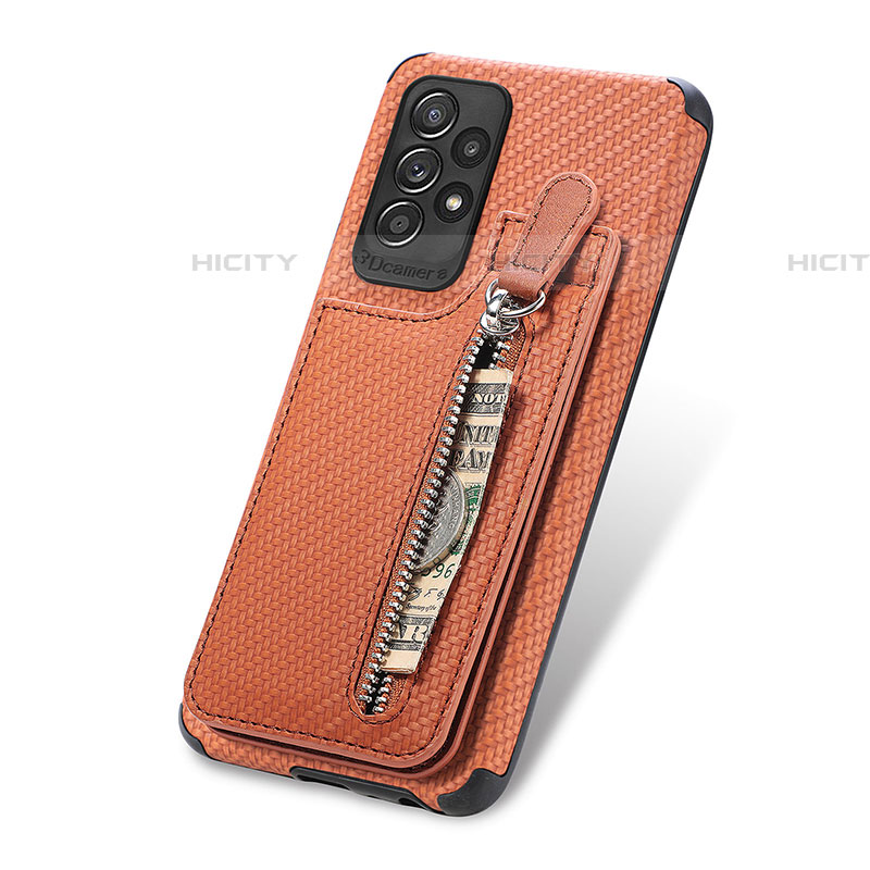 Silikon Hülle Handyhülle Ultra Dünn Schutzhülle Tasche Flexible mit Magnetisch S02D für Samsung Galaxy A52 4G Braun