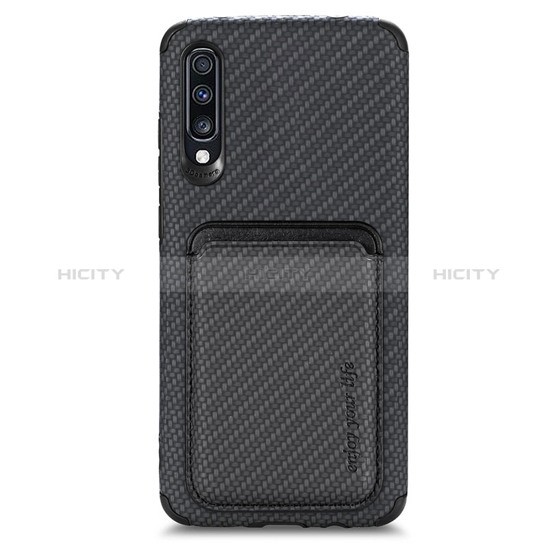 Silikon Hülle Handyhülle Ultra Dünn Schutzhülle Tasche Flexible mit Magnetisch S02D für Samsung Galaxy A70 Schwarz