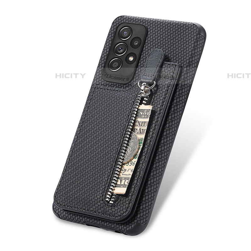 Silikon Hülle Handyhülle Ultra Dünn Schutzhülle Tasche Flexible mit Magnetisch S02D für Samsung Galaxy A72 4G Schwarz Plus