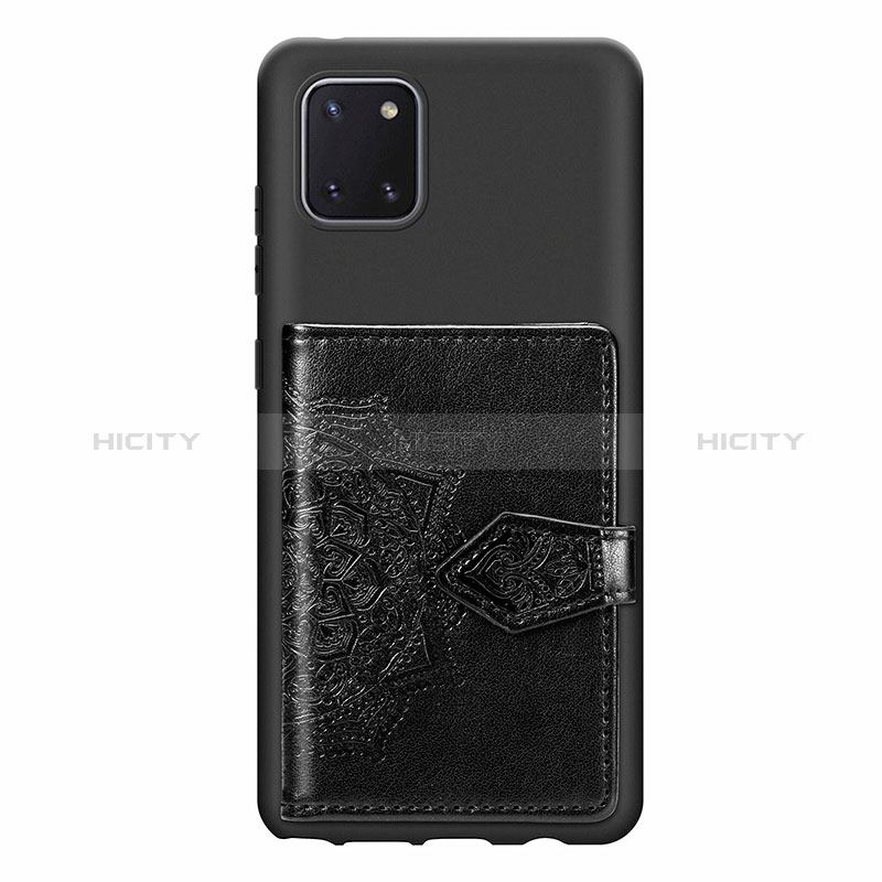Silikon Hülle Handyhülle Ultra Dünn Schutzhülle Tasche Flexible mit Magnetisch S02D für Samsung Galaxy A81 Schwarz