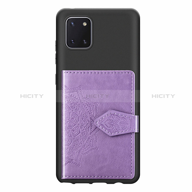 Silikon Hülle Handyhülle Ultra Dünn Schutzhülle Tasche Flexible mit Magnetisch S02D für Samsung Galaxy A81 Violett