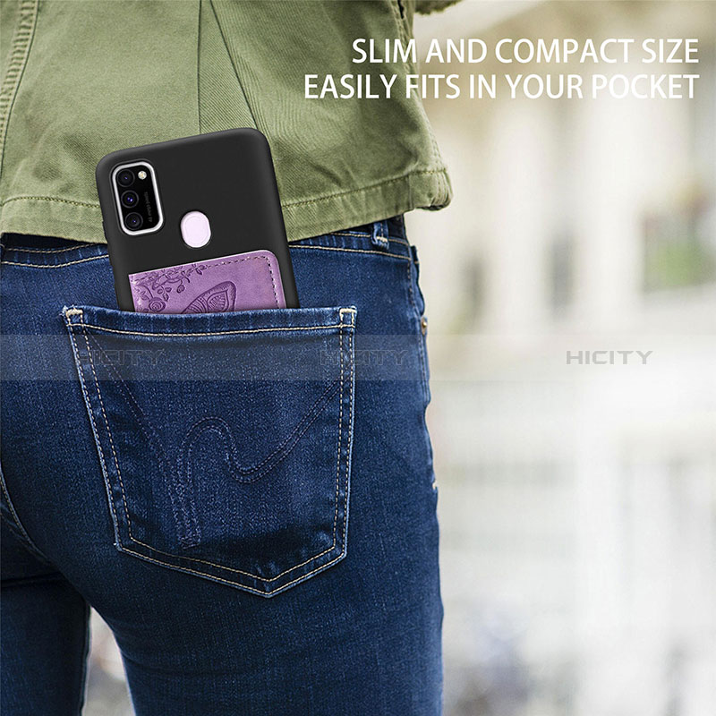 Silikon Hülle Handyhülle Ultra Dünn Schutzhülle Tasche Flexible mit Magnetisch S02D für Samsung Galaxy M21 groß