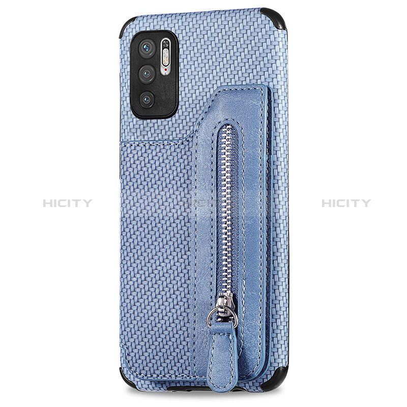 Silikon Hülle Handyhülle Ultra Dünn Schutzhülle Tasche Flexible mit Magnetisch S02D für Xiaomi Redmi Note 10 5G Blau