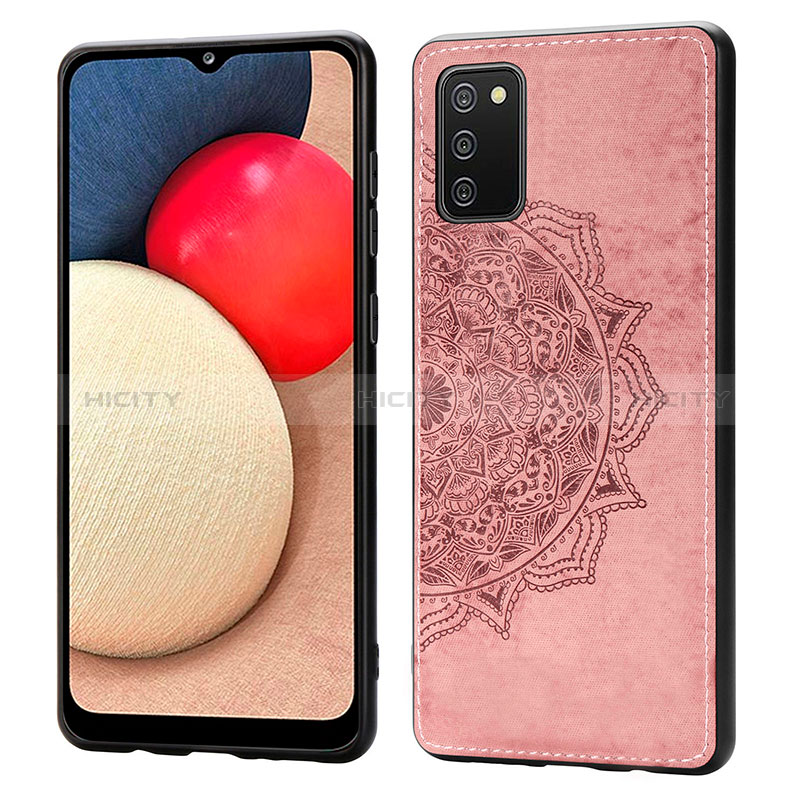 Silikon Hülle Handyhülle Ultra Dünn Schutzhülle Tasche Flexible mit Magnetisch S03D für Samsung Galaxy A02s Rosegold