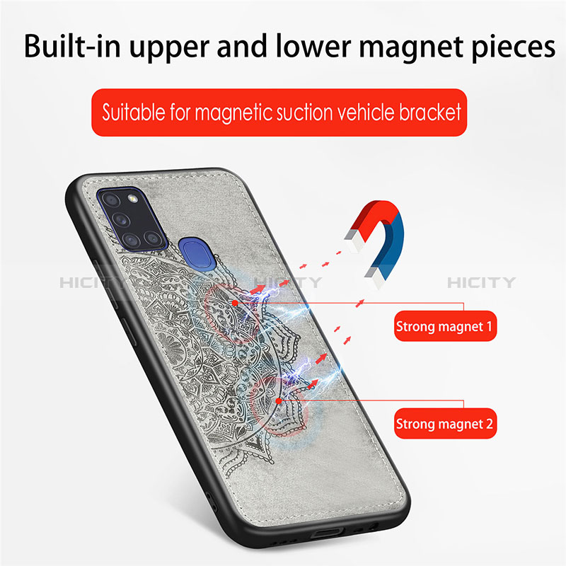 Silikon Hülle Handyhülle Ultra Dünn Schutzhülle Tasche Flexible mit Magnetisch S04D für Samsung Galaxy A21s groß