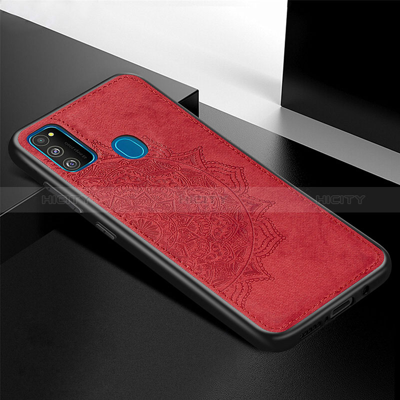 Silikon Hülle Handyhülle Ultra Dünn Schutzhülle Tasche Flexible mit Magnetisch S04D für Samsung Galaxy M21 Rot