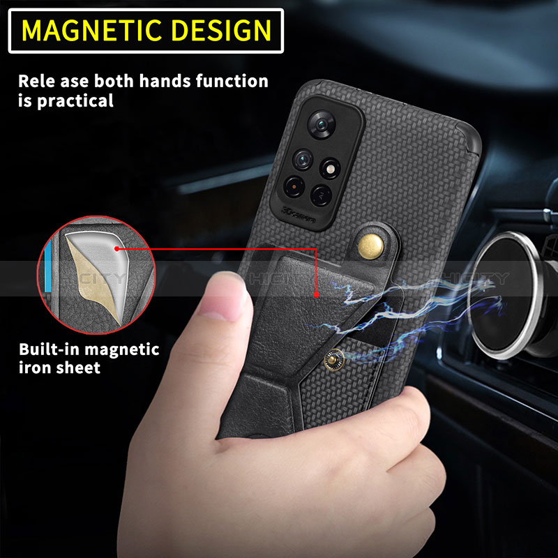 Silikon Hülle Handyhülle Ultra Dünn Schutzhülle Tasche Flexible mit Magnetisch S04D für Xiaomi Poco M4 Pro 5G