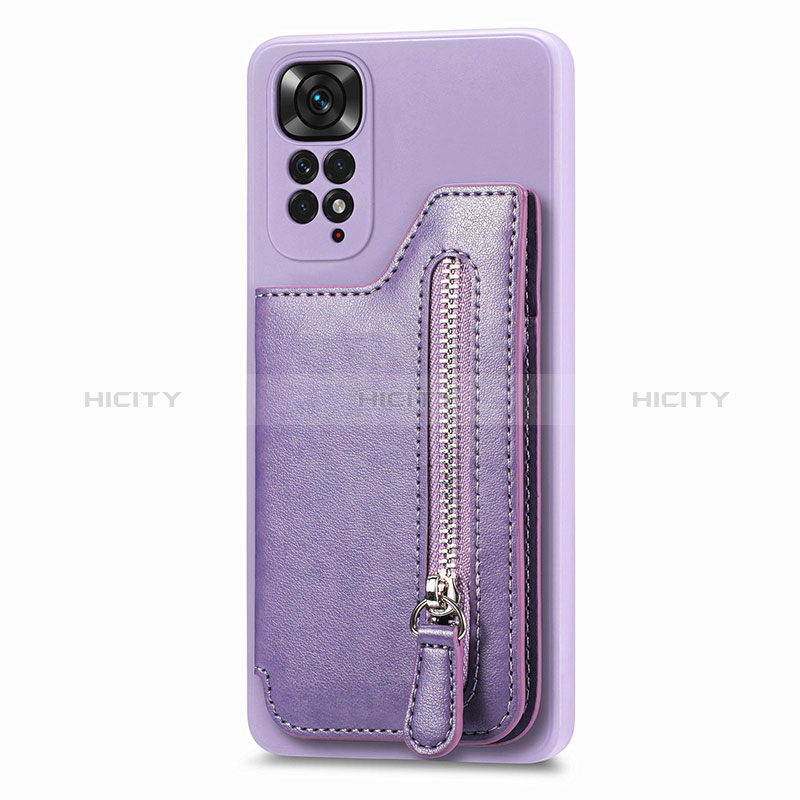 Silikon Hülle Handyhülle Ultra Dünn Schutzhülle Tasche Flexible mit Magnetisch S04D für Xiaomi Redmi Note 11 4G (2022) Violett