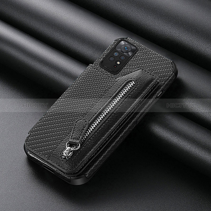 Silikon Hülle Handyhülle Ultra Dünn Schutzhülle Tasche Flexible mit Magnetisch S04D für Xiaomi Redmi Note 11 Pro 4G Schwarz