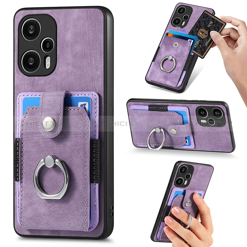 Silikon Hülle Handyhülle Ultra Dünn Schutzhülle Tasche Flexible mit Magnetisch S04D für Xiaomi Redmi Note 12 Turbo 5G Violett Plus