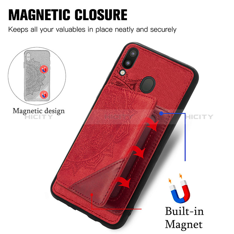 Silikon Hülle Handyhülle Ultra Dünn Schutzhülle Tasche Flexible mit Magnetisch S05D für Samsung Galaxy M20 groß