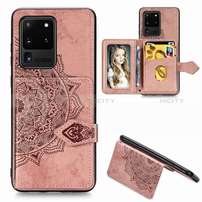 Silikon Hülle Handyhülle Ultra Dünn Schutzhülle Tasche Flexible mit Magnetisch S05D für Samsung Galaxy S20 Ultra 5G Rosegold