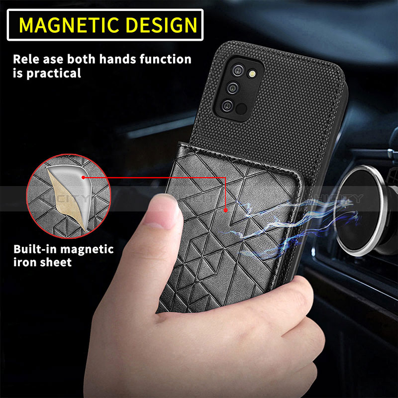 Silikon Hülle Handyhülle Ultra Dünn Schutzhülle Tasche Flexible mit Magnetisch S07D für Samsung Galaxy A02s groß